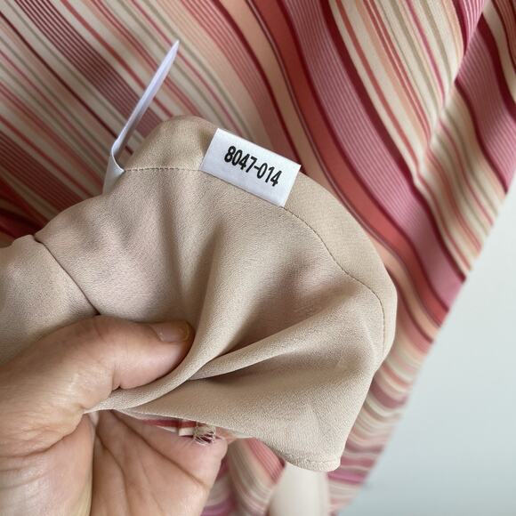 Vintage NWT Ann Taylor Loft Cowl Neck Spaghetti Strap Midi Y2K Dress Striped 14 - Picture 8 of 14